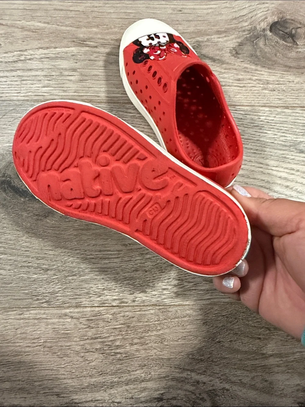 Native Kids Red Minnie Mouse Slip-On Water Shoes